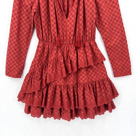 ULLA JOHNSON Dress Womens 2 Umber Red Josette Broderie Anglaise Eyelet Cotton - Picture 9 of 16